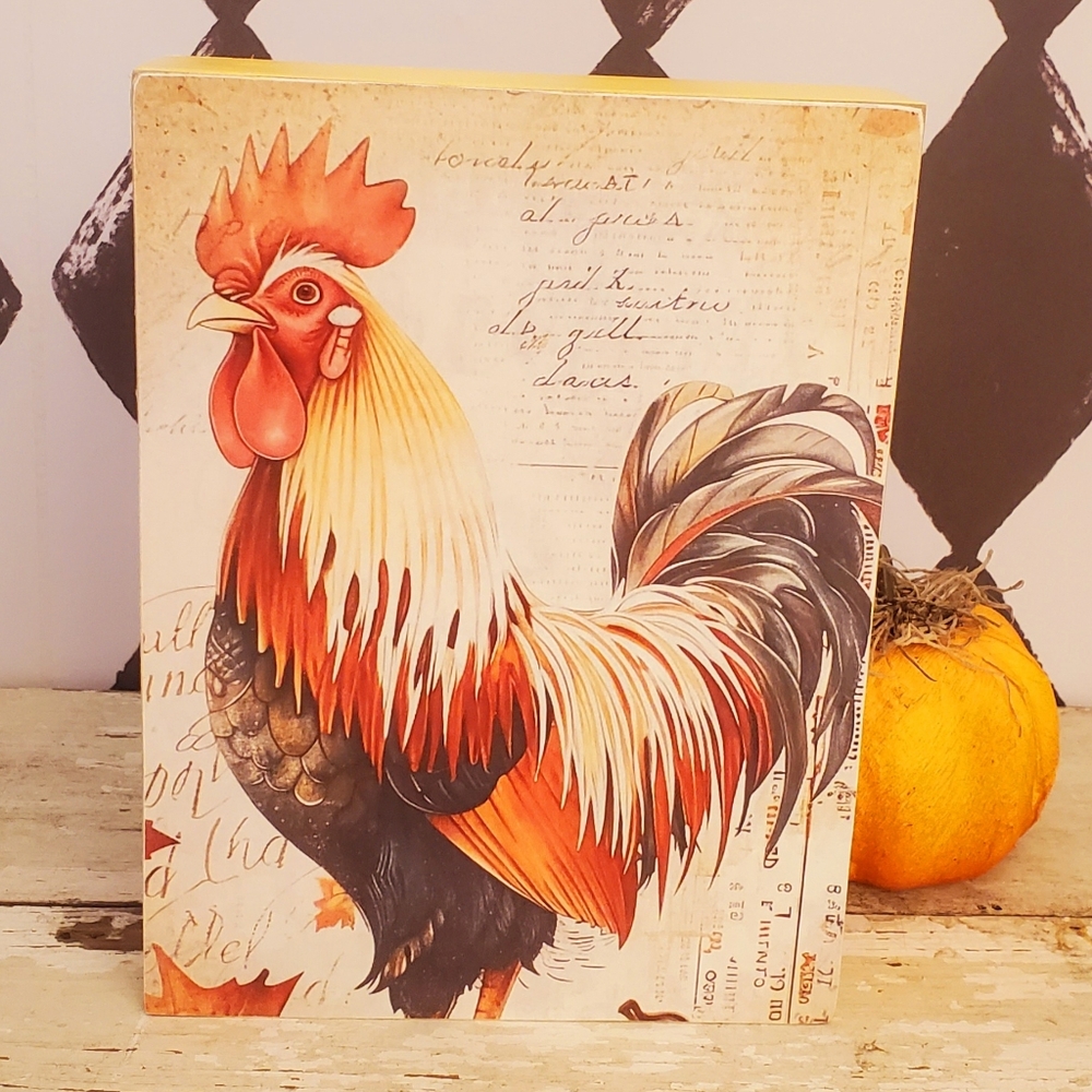 🆕️Vintage Rooster Art Wood Sign Decor